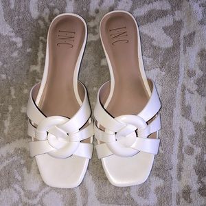 INC International Concepts White Slip-on Sandals